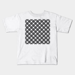 Black Clovers and Dots Pattern Kids T-Shirt